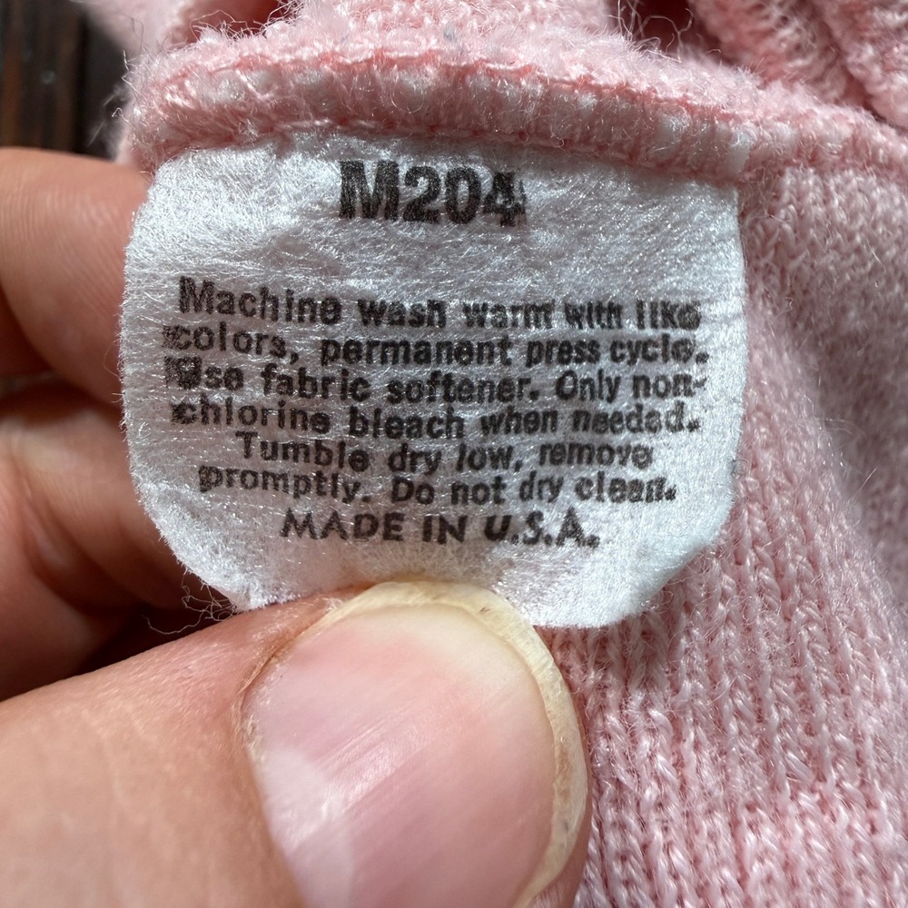 Vintage 80s Jantzen Cardigan Women L Pink V Neck Button Up Knit Made in USA - Picture 3 of 8